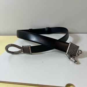 CIPRIANI Women’s Genuine Leather Belt Size M/L Metal Clasp Hook Black Belt EUC
